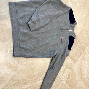 Vineyard Vines Gray and Navy Zip Up Sweater